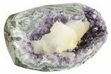 Purple Amethyst Geode With Polished Face and Calcite #199765-2